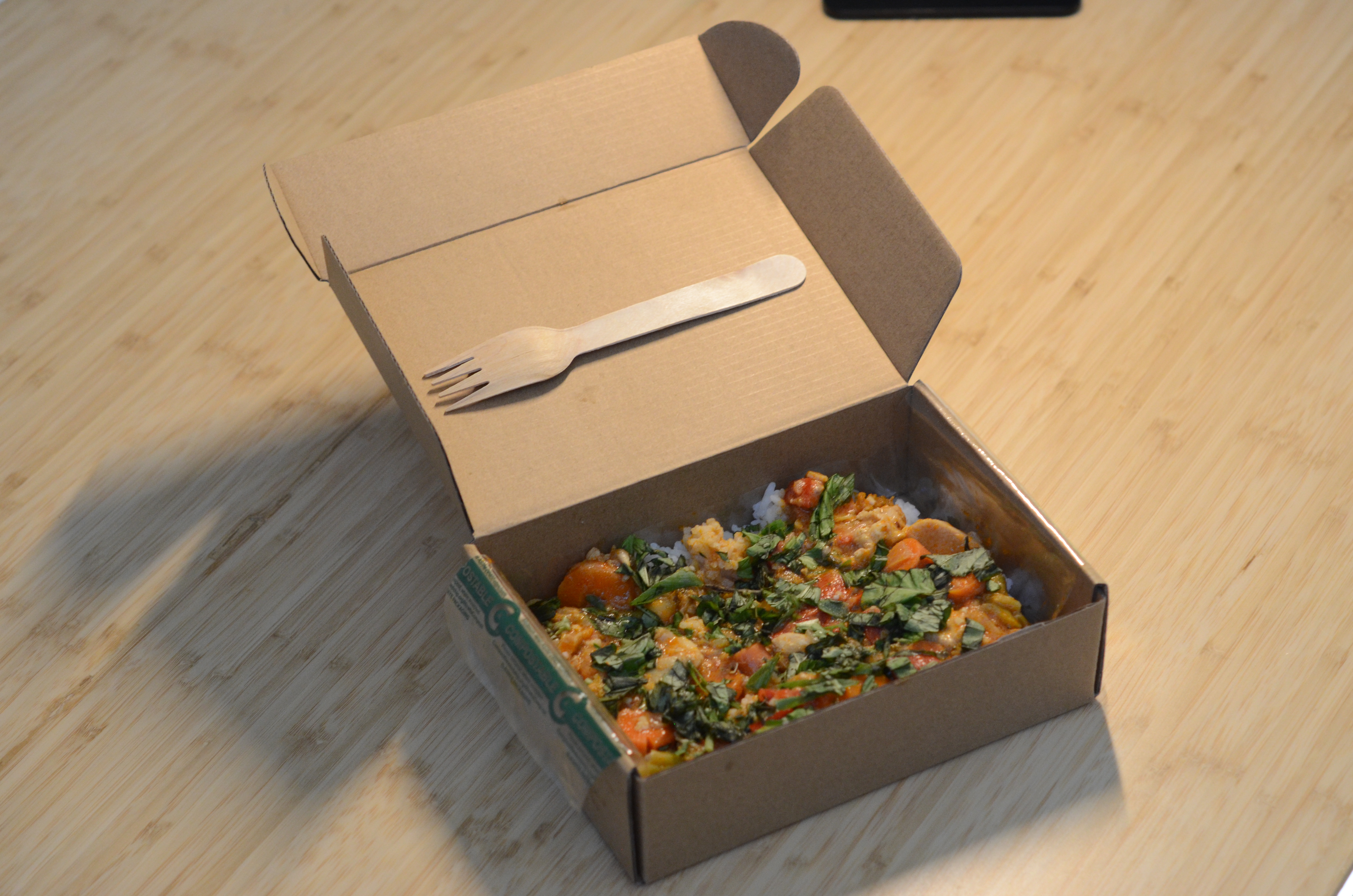 BoxBites meal in eco-friendly cardboard box